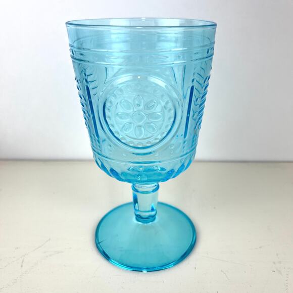 Bormioli Rocco Romantic Blue Water Wine Stemware Glasses Set of 4 - Picture 1 of 6